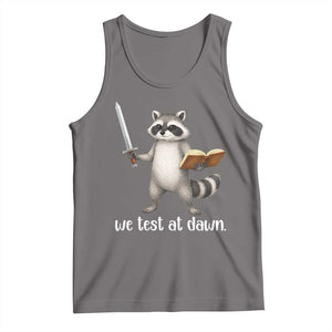 We Test At Dawn Raccoon Warrior Tank Top Funny Student Teacher Exam Motivation TS02 Deep Heather Print Your Wear