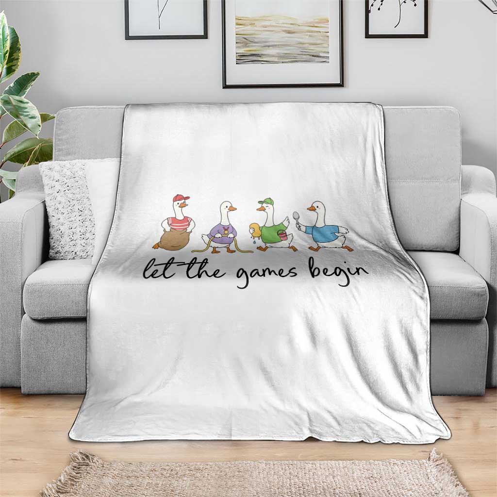 Let the Games Begin Cute Geese Throw Blanket Field Day Whimsical School Sports TS02 Print Your Wear