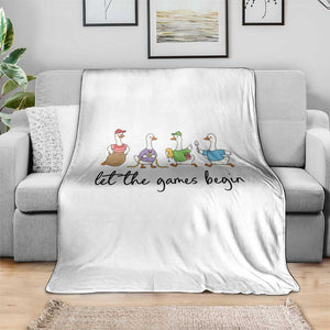 Let the Games Begin Cute Geese Throw Blanket Field Day Whimsical School Sports TS02 Print Your Wear