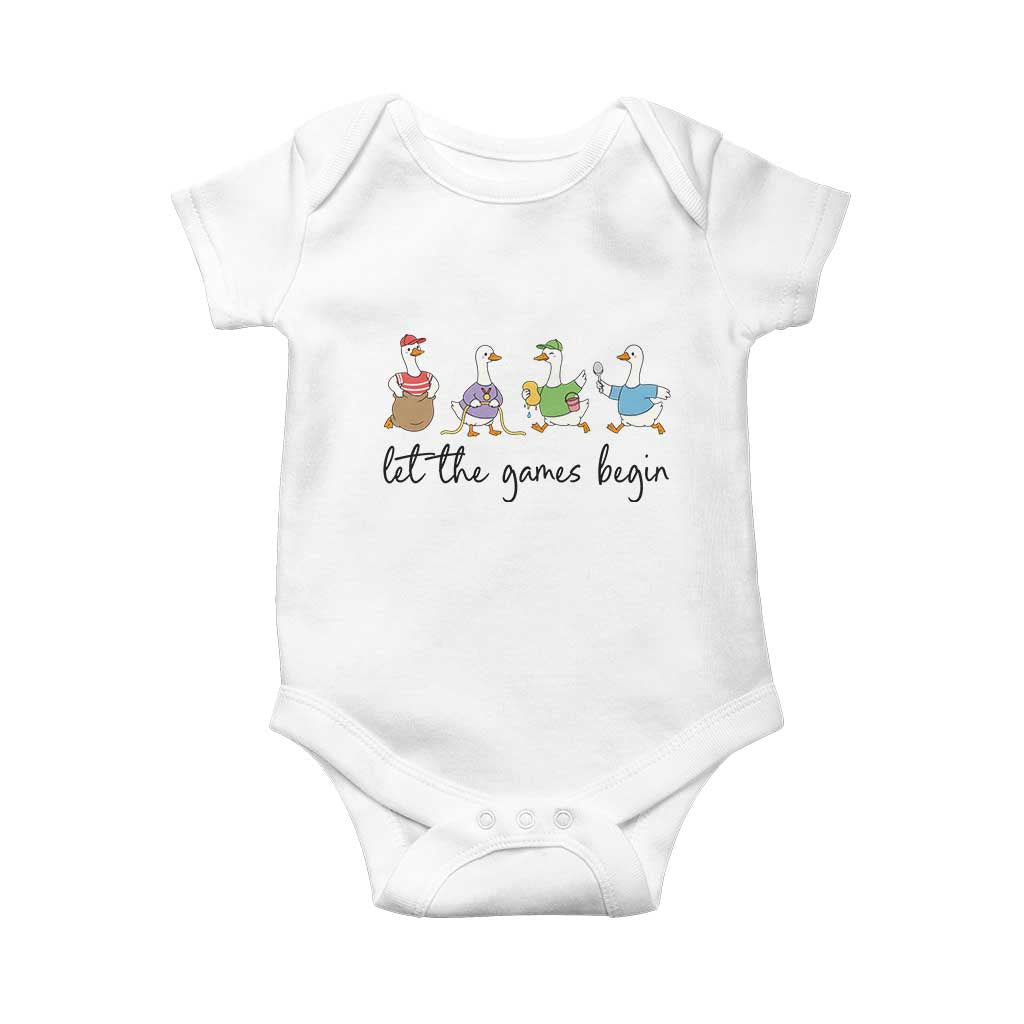 Let the Games Begin Cute Geese Baby Onesie Field Day Whimsical School Sports TS02 White Print Your Wear
