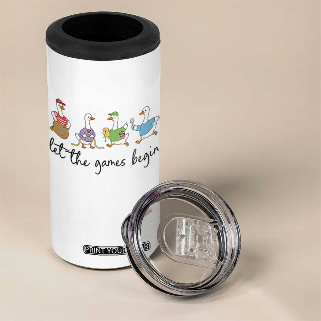 Let the Games Begin Cute Geese 4 in 1 Can Cooler Tumbler Field Day Whimsical School Sports TS02 Print Your Wear