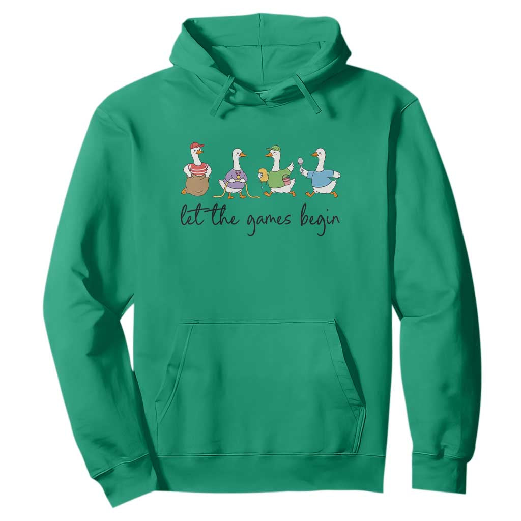 Let the Games Begin Cute Geese Hoodie Field Day Whimsical School Sports TS02 Irish Green Print Your Wear