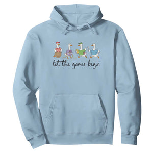 Let the Games Begin Cute Geese Hoodie Field Day Whimsical School Sports TS02 Light Blue Print Your Wear