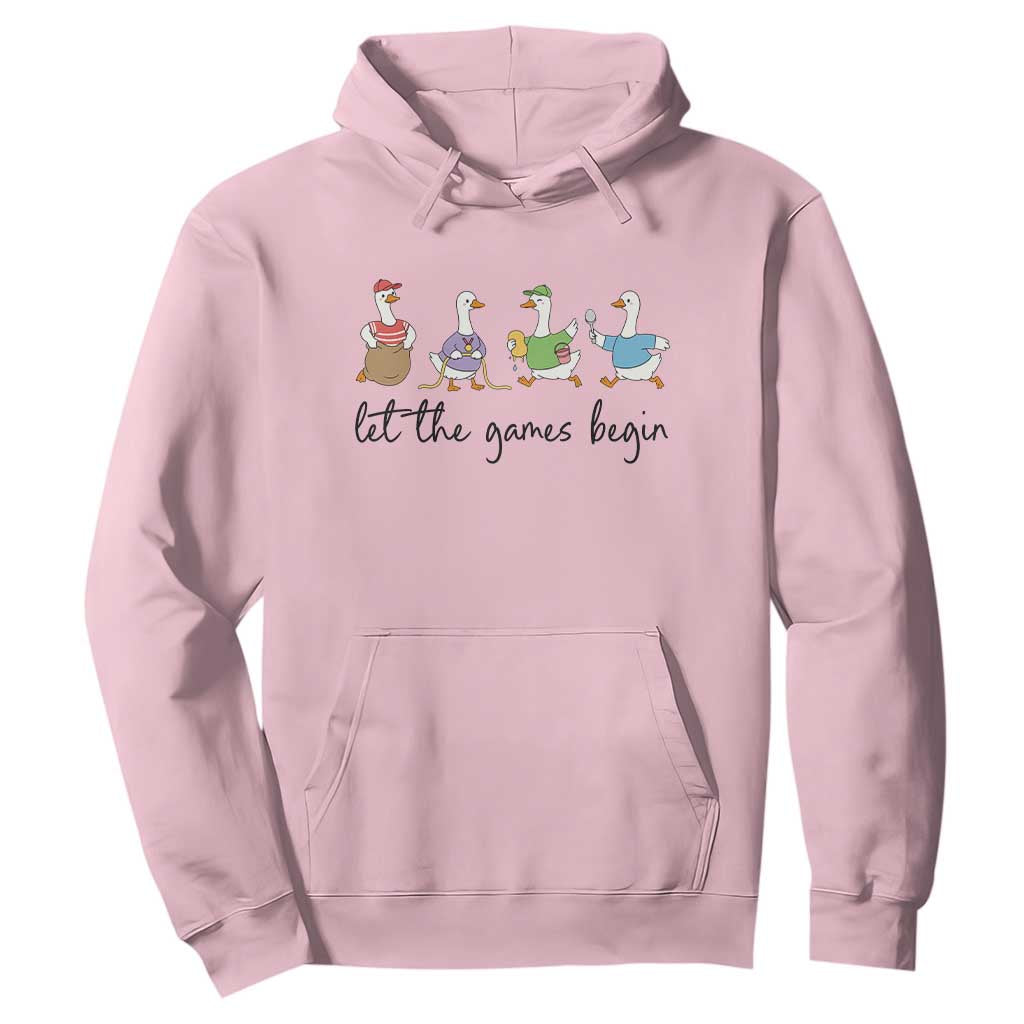 Let the Games Begin Cute Geese Hoodie Field Day Whimsical School Sports TS02 Light Pink Print Your Wear