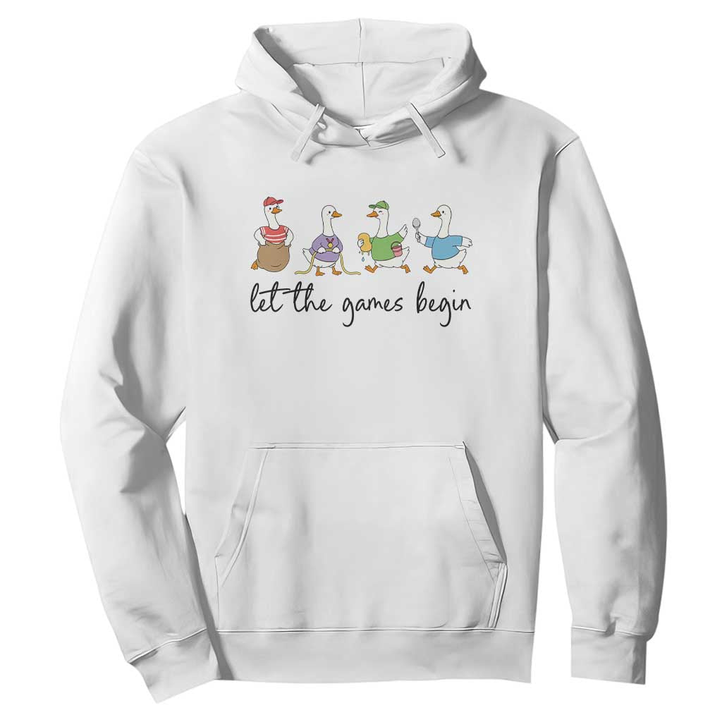 Let the Games Begin Cute Geese Hoodie Field Day Whimsical School Sports TS02 White Print Your Wear