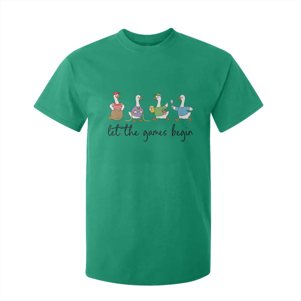 Let the Games Begin Cute Geese T Shirt For Kid Field Day Whimsical School Sports TS02 Irish Green Print Your Wear