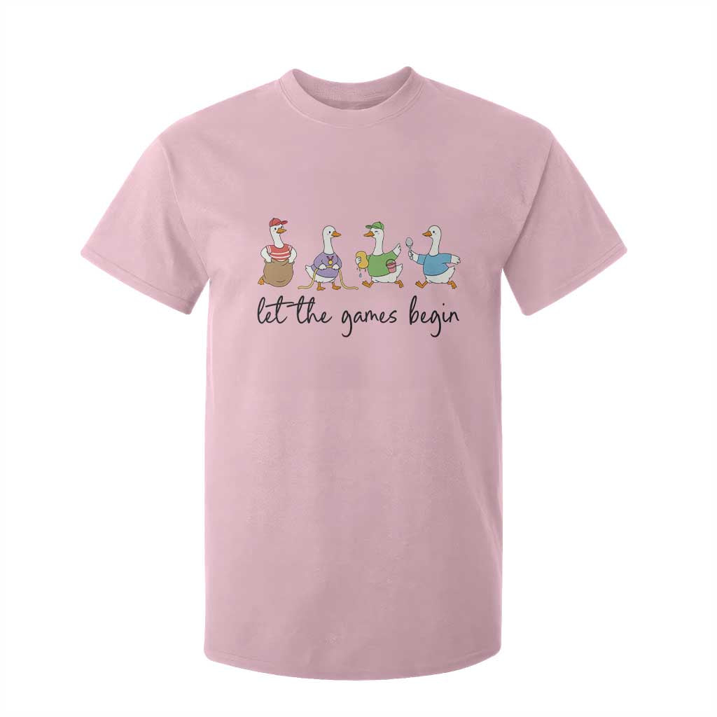 Let the Games Begin Cute Geese T Shirt For Kid Field Day Whimsical School Sports TS02 Light Pink Print Your Wear