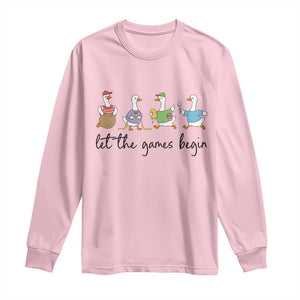 Let the Games Begin Cute Geese Long Sleeve Shirt Field Day Whimsical School Sports TS02 Light Pink Print Your Wear