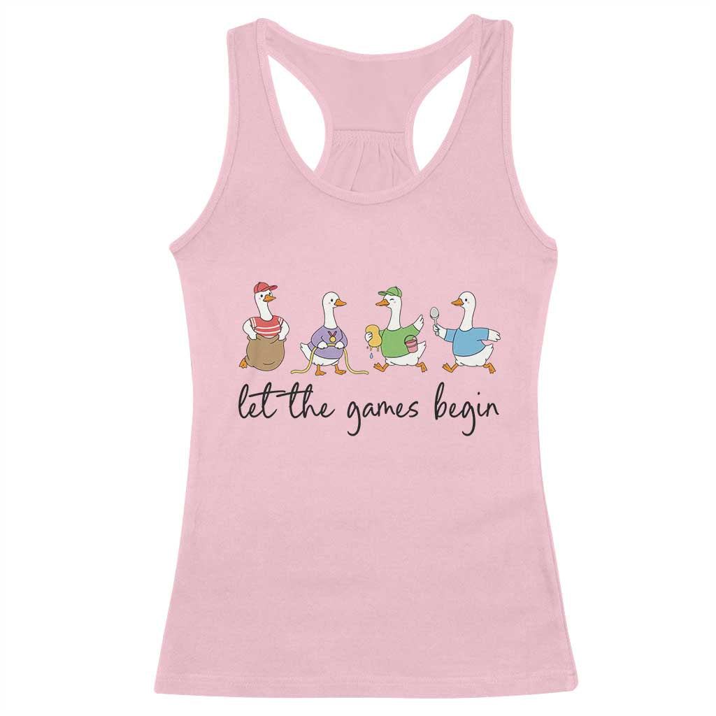 Let the Games Begin Cute Geese Racerback Tank Top Field Day Whimsical School Sports TS02 Light Pink Print Your Wear