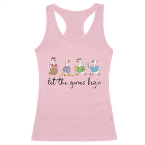 Let the Games Begin Cute Geese Racerback Tank Top Field Day Whimsical School Sports TS02 Light Pink Print Your Wear