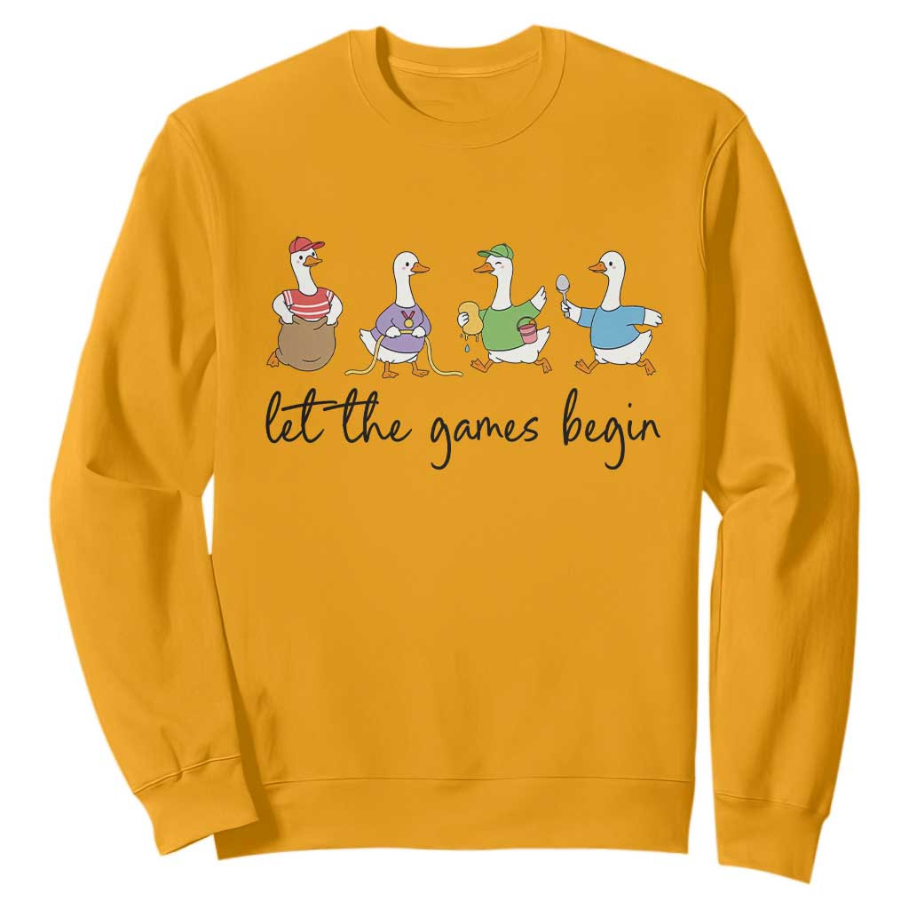 Let the Games Begin Cute Geese Sweatshirt Field Day Whimsical School Sports TS02 Gold Print Your Wear