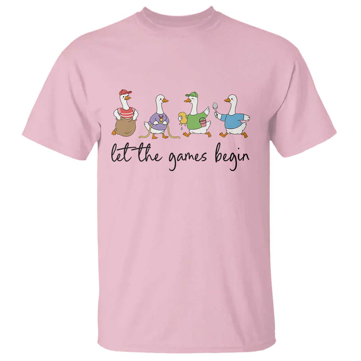 Let the Games Begin Cute Geese T Shirt Field Day Whimsical School Sports TS02 Light Pink Print Your Wear