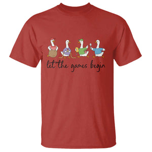 Let the Games Begin Cute Geese T Shirt Field Day Whimsical School Sports TS02 Red Print Your Wear