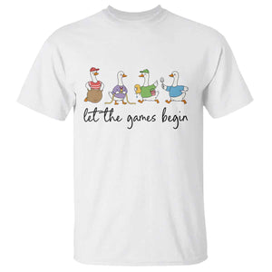 Let the Games Begin Cute Geese T Shirt Field Day Whimsical School Sports TS02 White Print Your Wear