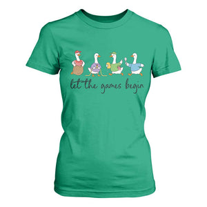 Let the Games Begin Cute Geese T Shirt For Women Field Day Whimsical School Sports TS02 Irish Green Print Your Wear