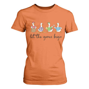 Let the Games Begin Cute Geese T Shirt For Women Field Day Whimsical School Sports TS02 Orange Print Your Wear