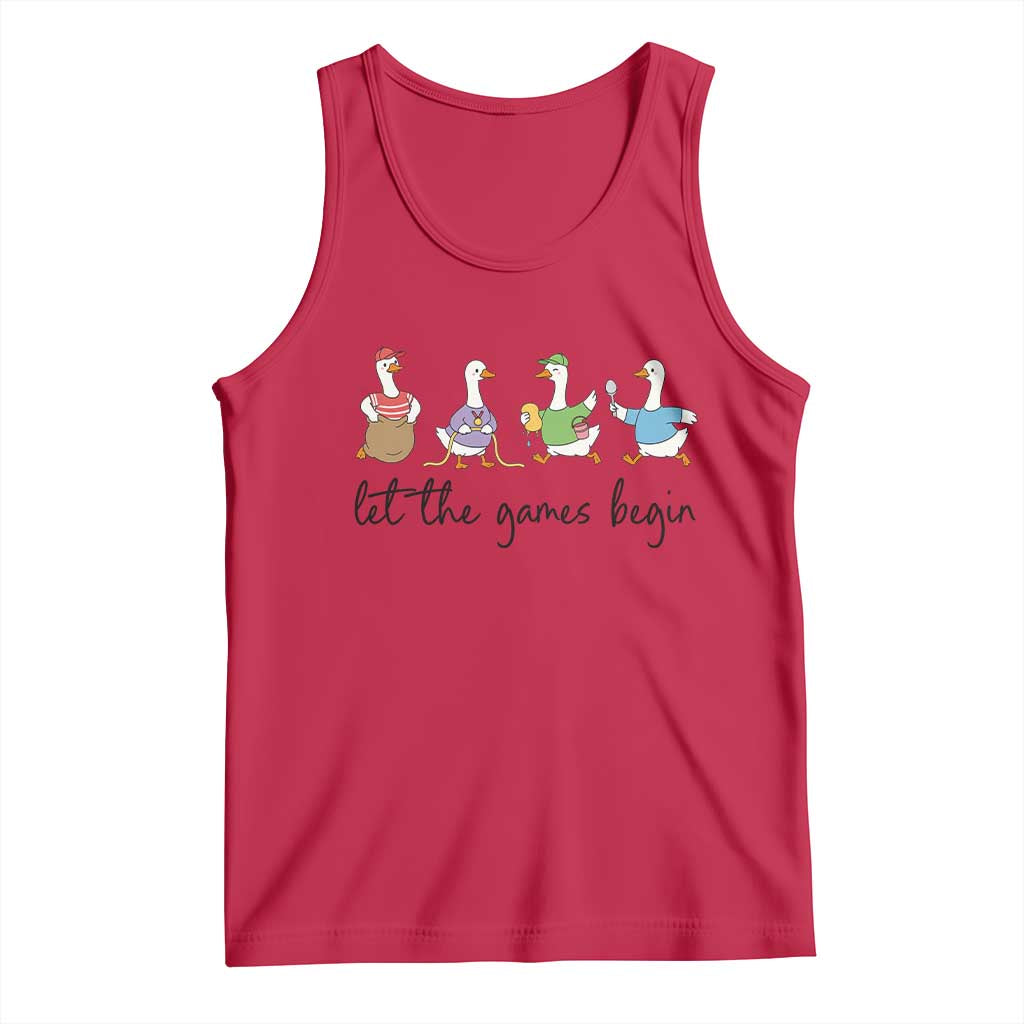 Let the Games Begin Cute Geese Tank Top Field Day Whimsical School Sports TS02 Red Print Your Wear