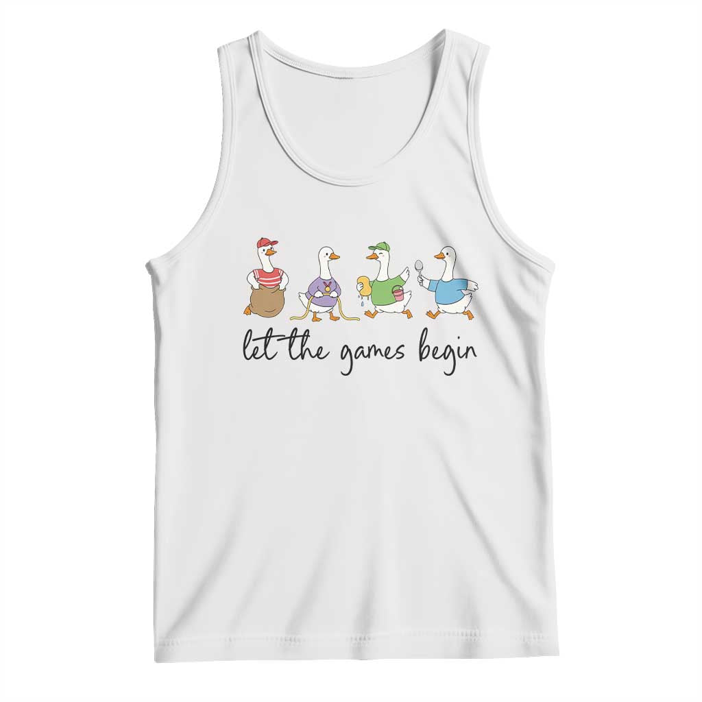 Let the Games Begin Cute Geese Tank Top Field Day Whimsical School Sports TS02 White Print Your Wear