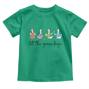 Let the Games Begin Cute Geese Toddler T Shirt Field Day Whimsical School Sports TS02 Irish Green Print Your Wear