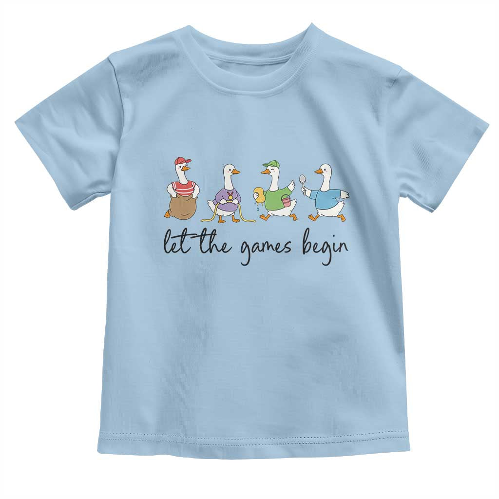 Let the Games Begin Cute Geese Toddler T Shirt Field Day Whimsical School Sports TS02 Light Blue Print Your Wear