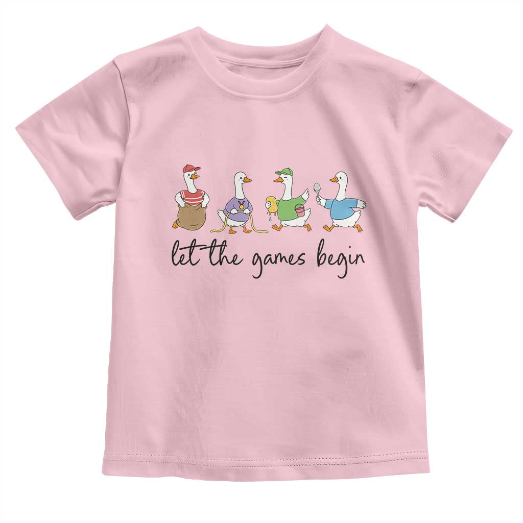 Let the Games Begin Cute Geese Toddler T Shirt Field Day Whimsical School Sports TS02 Light Pink Print Your Wear