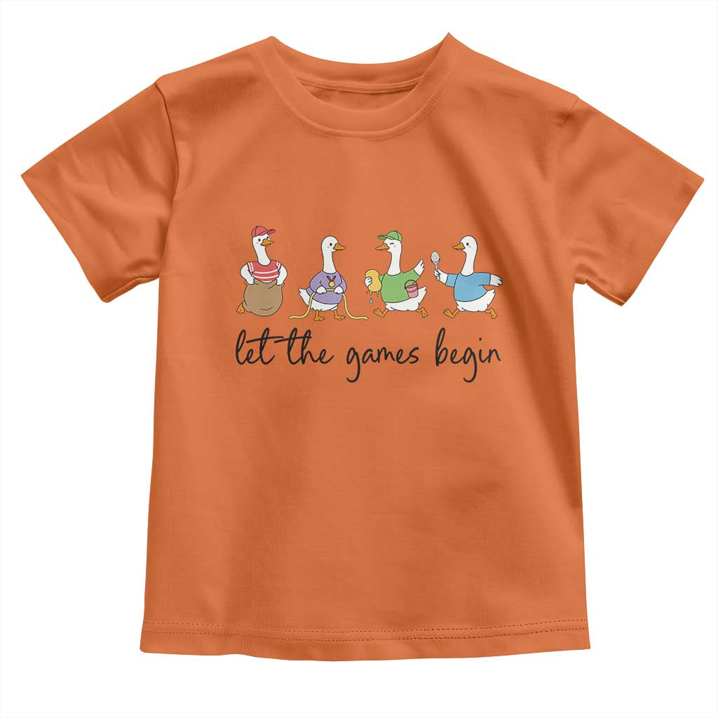 Let the Games Begin Cute Geese Toddler T Shirt Field Day Whimsical School Sports TS02 Orange Print Your Wear