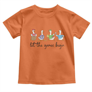 Let the Games Begin Cute Geese Toddler T Shirt Field Day Whimsical School Sports TS02 Orange Print Your Wear
