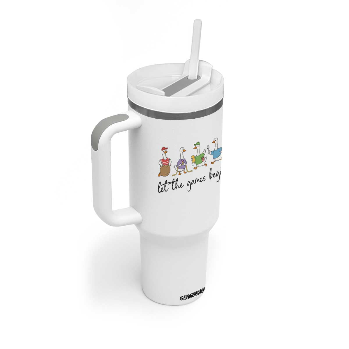 Let the Games Begin Cute Geese Tumbler With Handle Field Day Whimsical School Sports TS02 Print Your Wear
