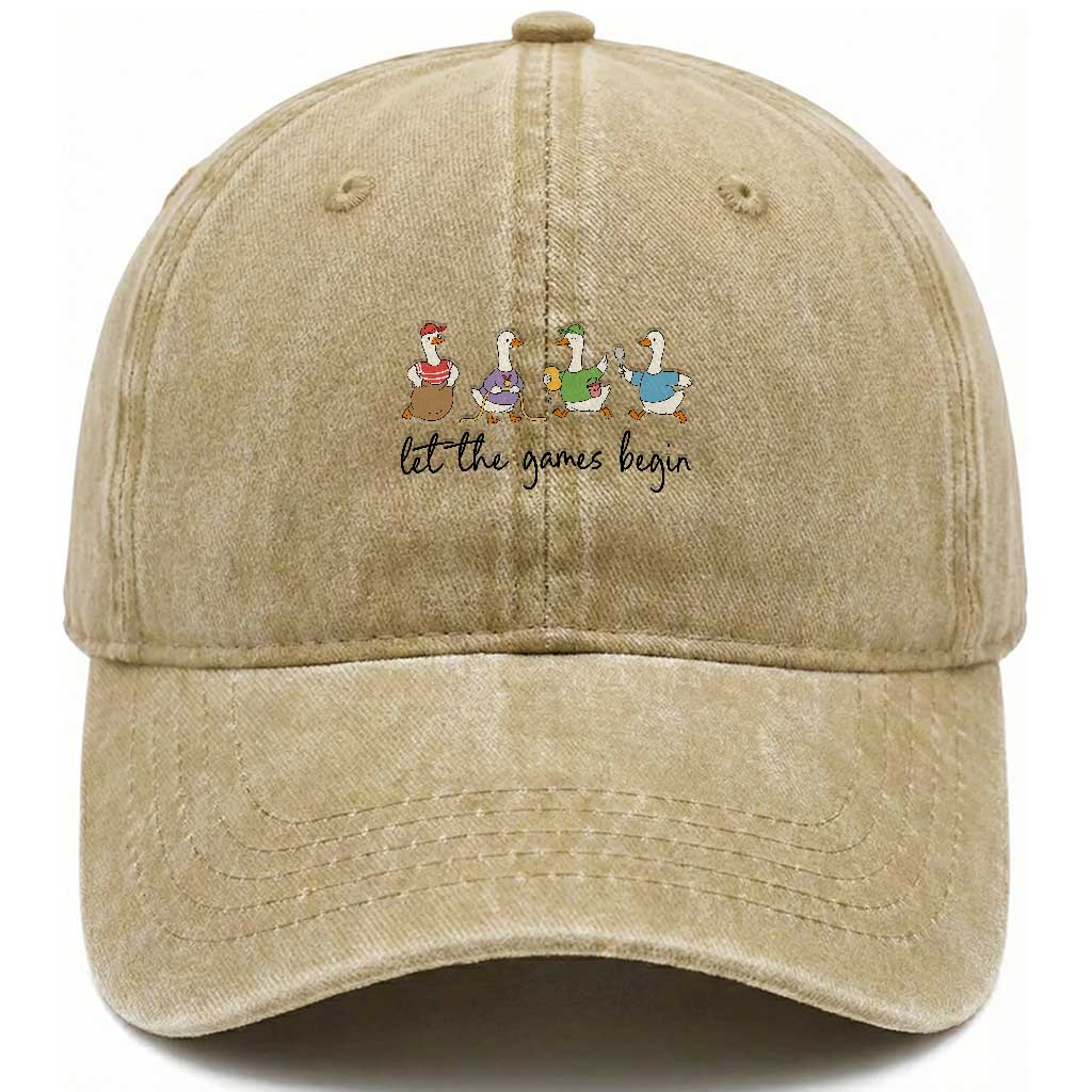 Let the Games Begin Cute Geese Washed Cotton Baseball Cap Field Day Whimsical School Sports TS02 Print Your Wear