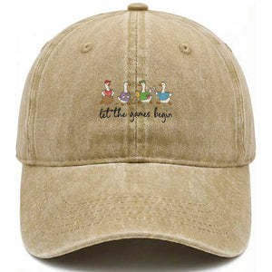 Let the Games Begin Cute Geese Washed Cotton Baseball Cap Field Day Whimsical School Sports TS02 Print Your Wear