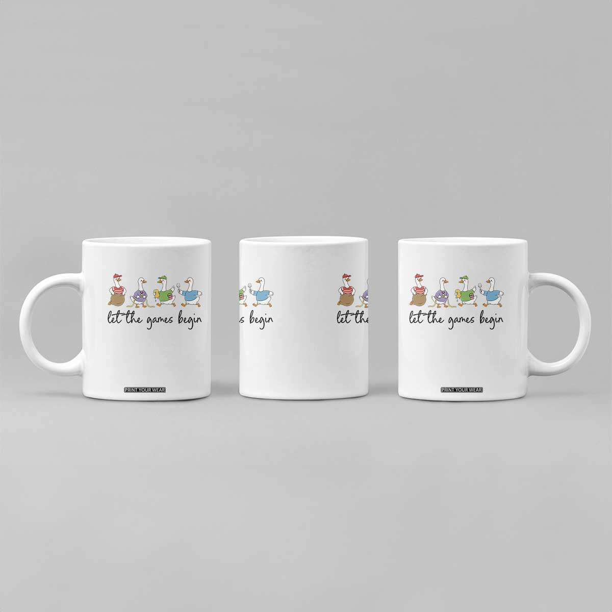 Let the Games Begin Cute Geese Coffee Mug Field Day Whimsical School Sports TS02 Print Your Wear