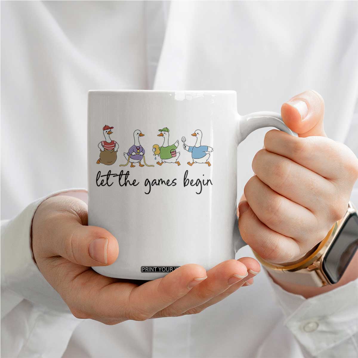 Let the Games Begin Cute Geese Coffee Mug Field Day Whimsical School Sports TS02 Print Your Wear