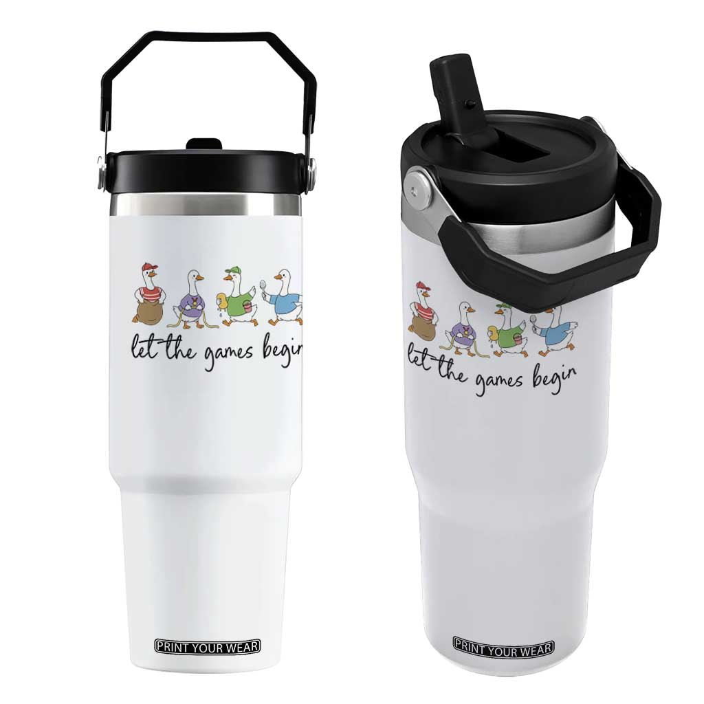 Let the Games Begin Cute Geese Flip Straw Tumbler Field Day Whimsical School Sports TS02 One Size: 30 oz White Print Your Wear