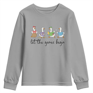 Let the Games Begin Cute Geese Youth Sweatshirt Field Day Whimsical School Sports TS02 Sport Gray Print Your Wear