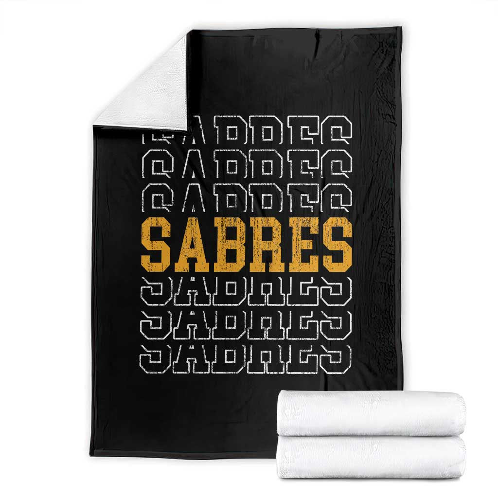 Retro Sabres Name Script Style Throw Blanket Vintage Distressed Sports Spirit Fan Pride TS02 Black Print Your Wear