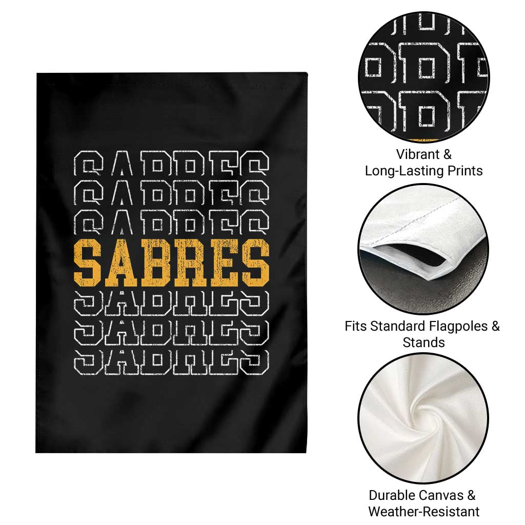 Retro Sabres Name Script Style Garden Flag Vintage Distressed Sports Spirit Fan Pride TS02 Print Your Wear