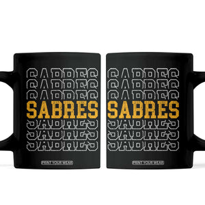 Retro Sabres Name Script Style Coffee Mug Vintage Distressed Sports Spirit Fan Pride TS02 Black Print Your Wear