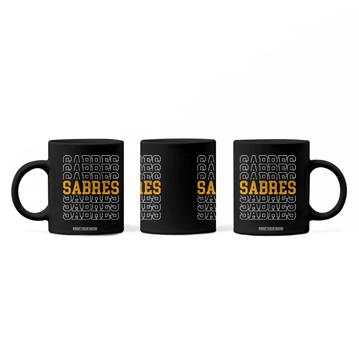 Retro Sabres Name Script Style Coffee Mug Vintage Distressed Sports Spirit Fan Pride TS02 Print Your Wear