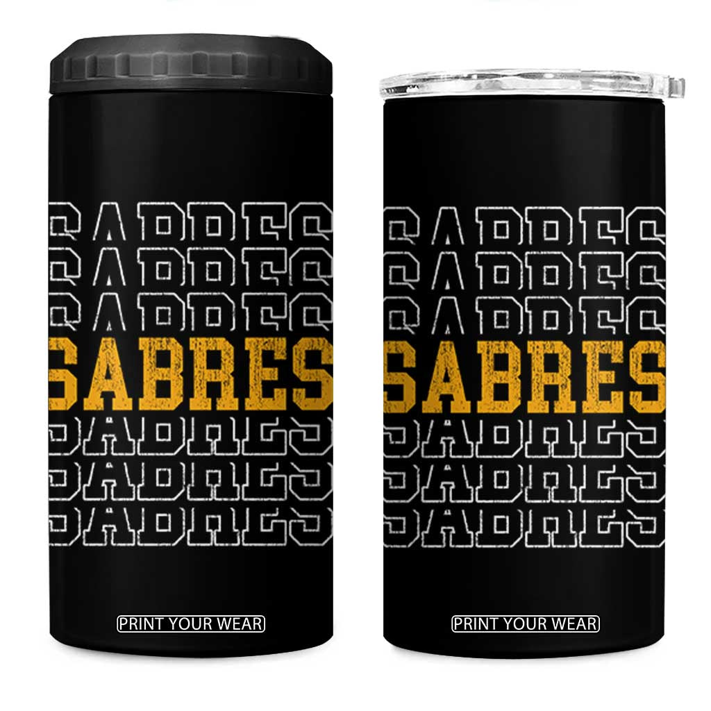 Retro Sabres Name Script Style 4 in 1 Can Cooler Tumbler Vintage Distressed Sports Spirit Fan Pride TS02 One Size: 16 oz Black Print Your Wear