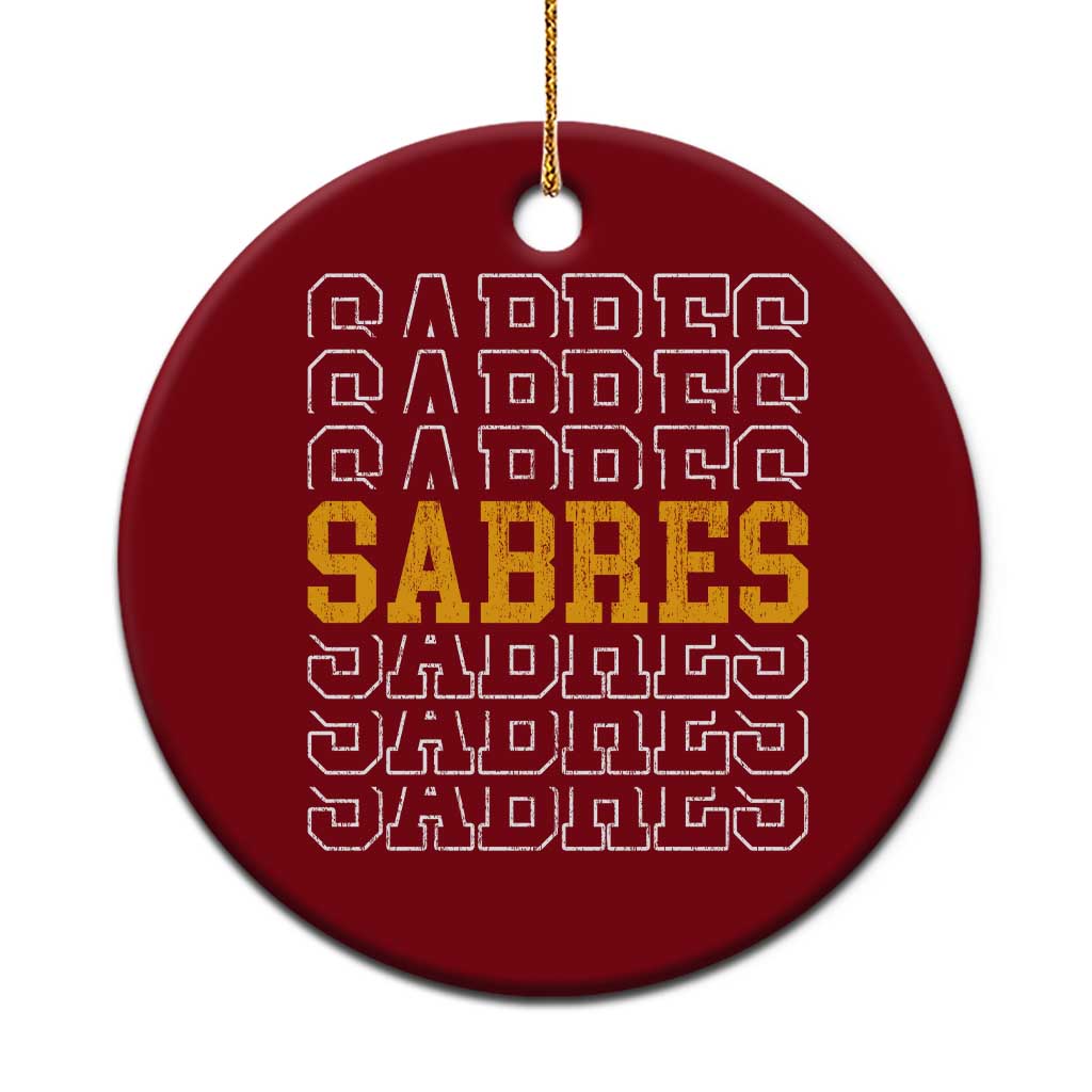 Retro Sabres Name Script Style Ceramic Ornament Vintage Distressed Sports Spirit Fan Pride TS02 1pc Red Print Your Wear