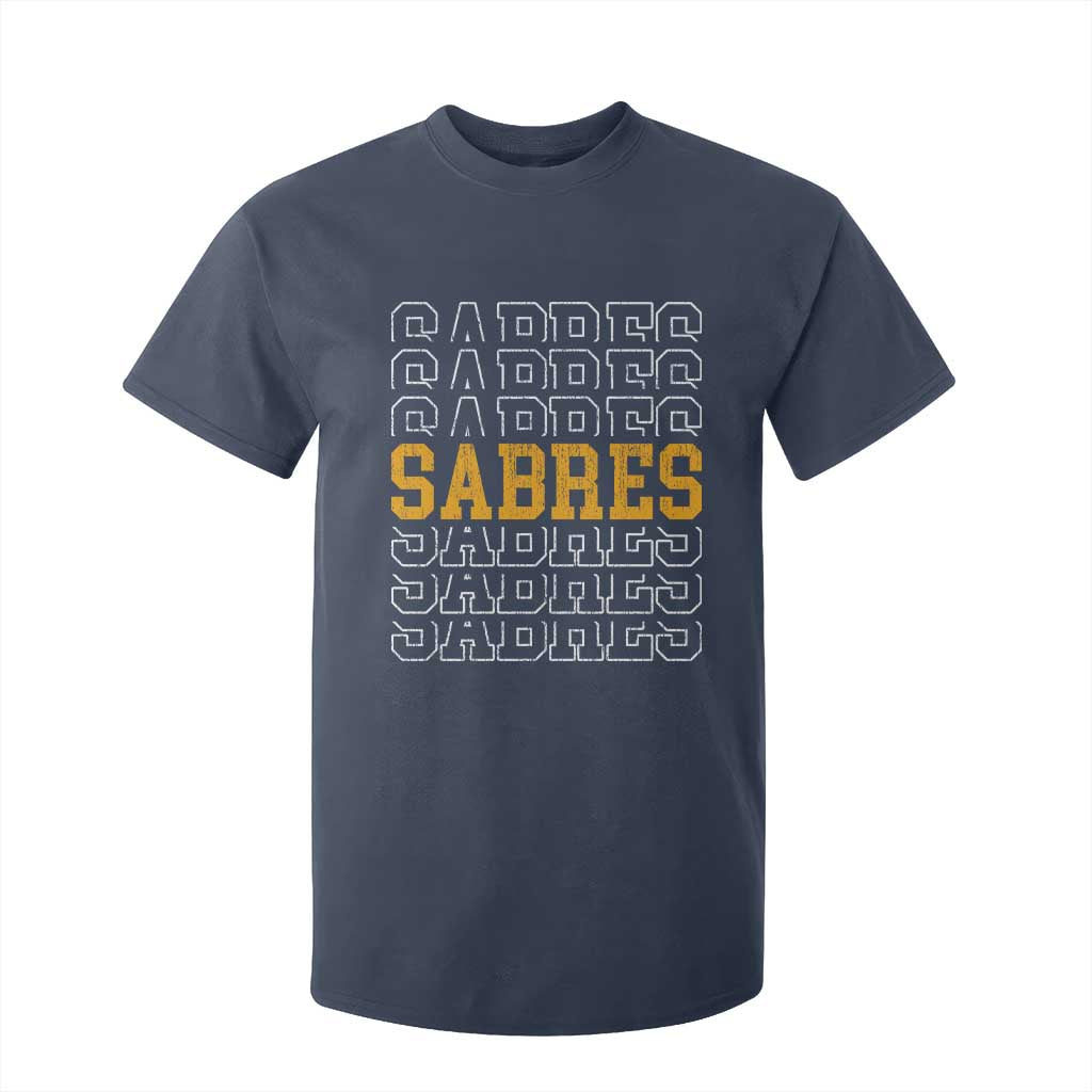 Retro Sabres Name Script Style T Shirt For Kid Vintage Distressed Sports Spirit Fan Pride TS02 Navy Print Your Wear