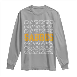Retro Sabres Name Script Style Long Sleeve Shirt Vintage Distressed Sports Spirit Fan Pride TS02 Sport Gray Print Your Wear