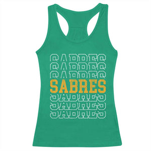 Retro Sabres Name Script Style Racerback Tank Top Vintage Distressed Sports Spirit Fan Pride TS02 Irish Green Print Your Wear