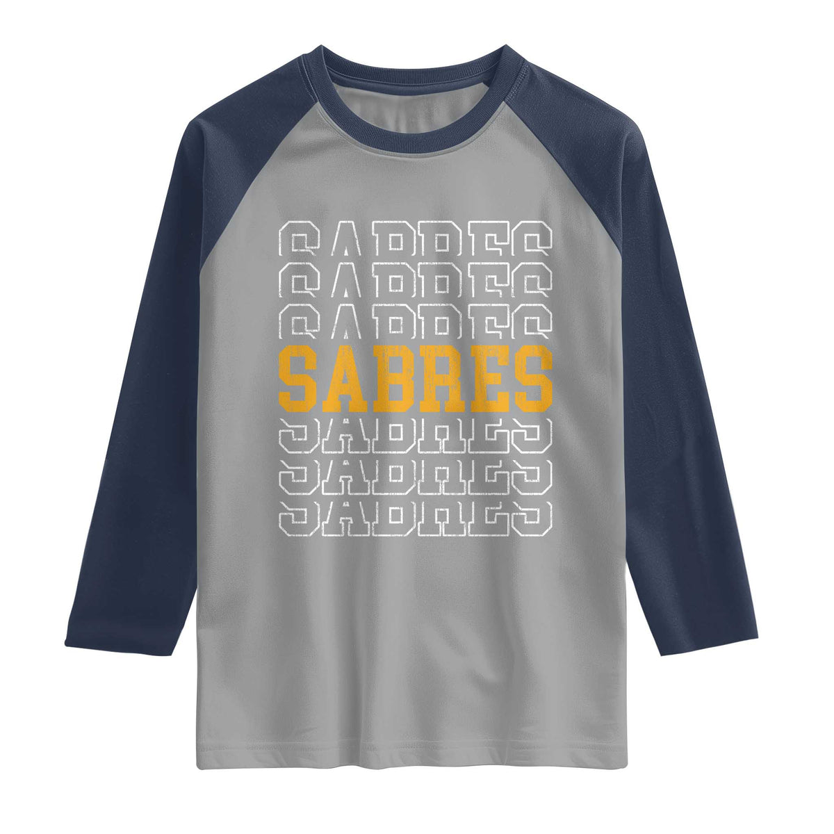 Retro Sabres Name Script Style Raglan Shirt Vintage Distressed Sports Spirit Fan Pride TS02 Sport Gray Navy Print Your Wear