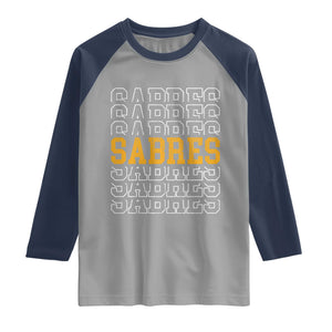 Retro Sabres Name Script Style Raglan Shirt Vintage Distressed Sports Spirit Fan Pride TS02 Sport Gray Navy Print Your Wear
