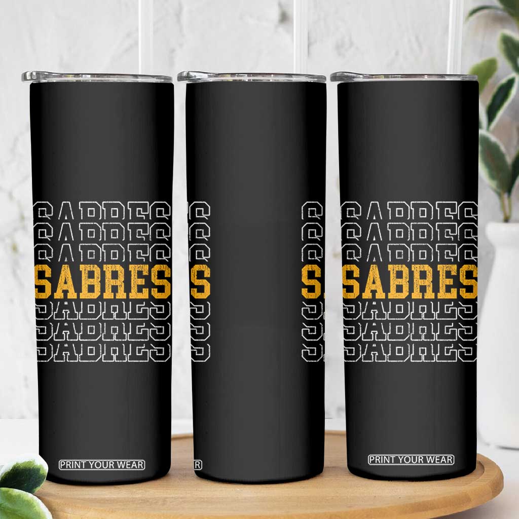Retro Sabres Name Script Style Skinny Tumbler Vintage Distressed Sports Spirit Fan Pride TS02 Print Your Wear