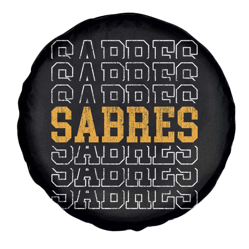 Retro Sabres Name Script Style Spare Tire Cover Vintage Distressed Sports Spirit Fan Pride TS02 Print Your Wear