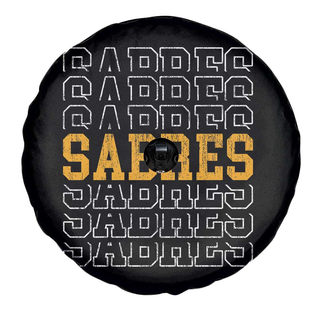 Retro Sabres Name Script Style Spare Tire Cover Vintage Distressed Sports Spirit Fan Pride TS02 Print Your Wear