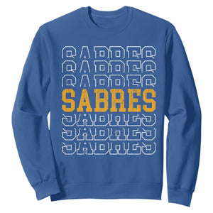 Retro Sabres Name Script Style Sweatshirt Vintage Distressed Sports Spirit Fan Pride TS02 Royal Blue Print Your Wear