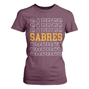 Retro Sabres Name Script Style T Shirt For Women Vintage Distressed Sports Spirit Fan Pride TS02 Maroon Print Your Wear